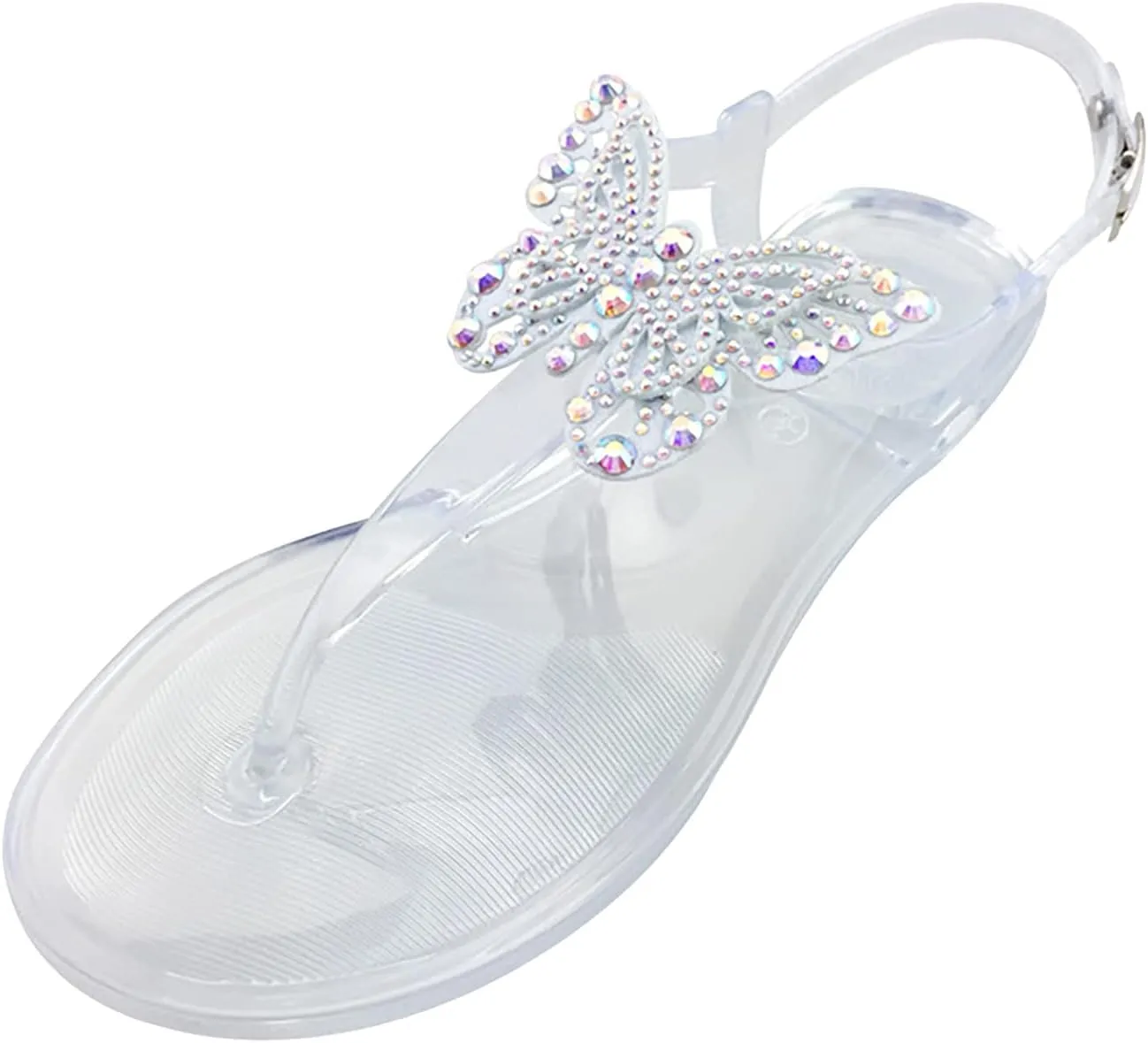 Women's Bow Flat Thong Sandals Summer T-Strap Adjustable Ankle Buckle Slip On Casual Beach Flip Flop For Party