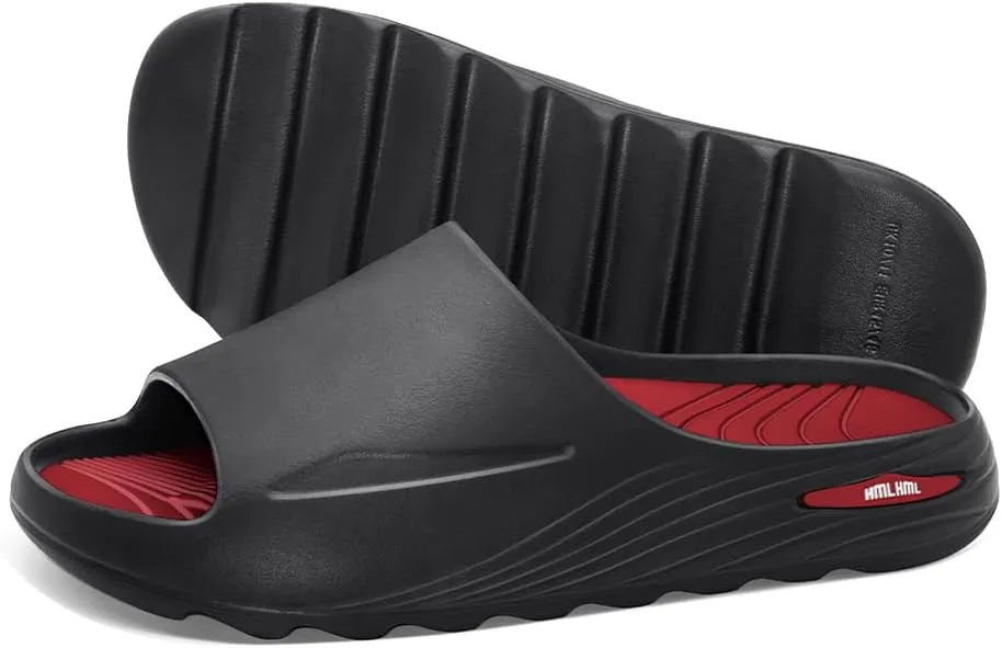 Womens Recovery Slide Sandals with Comfortable Plantar Fasciitis Arch Support Orthotic, Odorless, Non Slip, Lightweight, Thick Cushion Slippers for House, Outdoor Walking