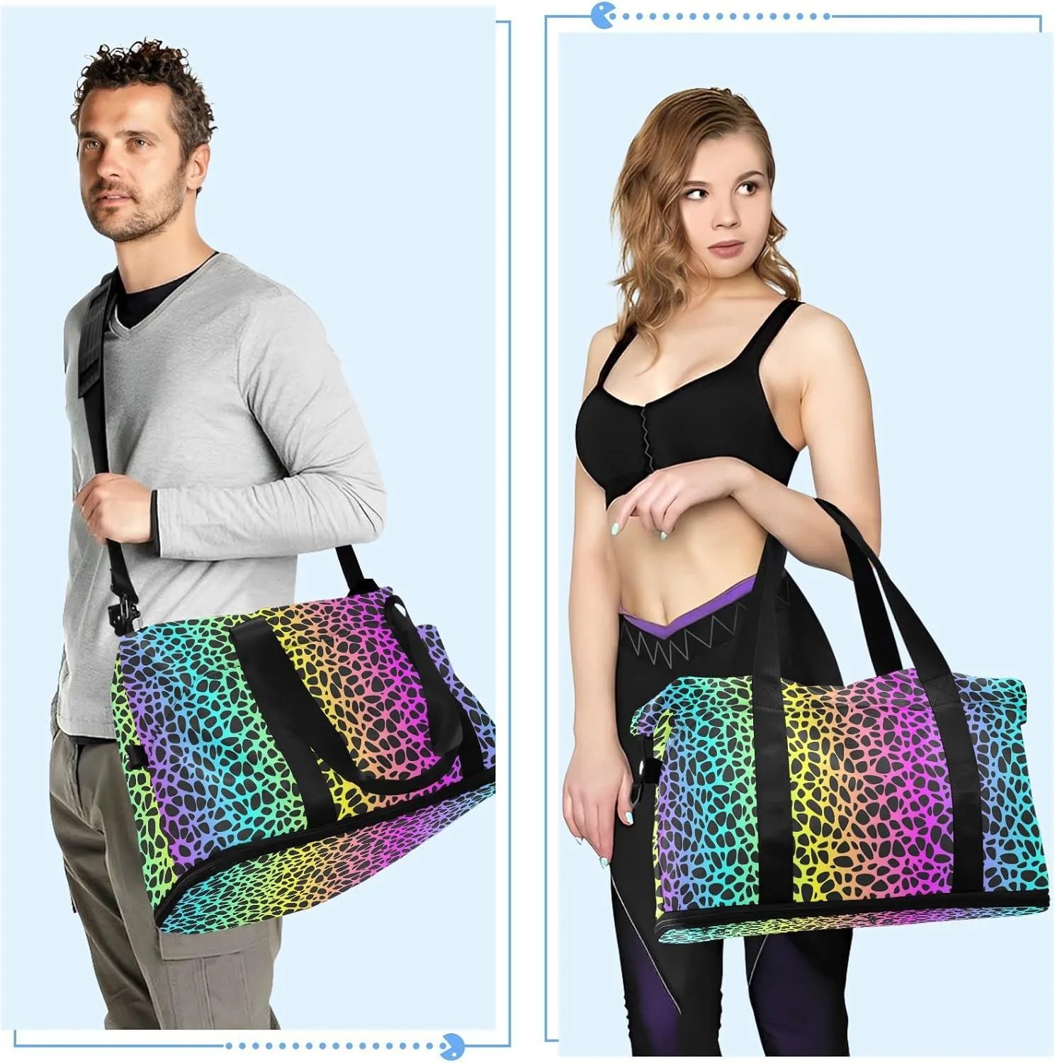 Women's Weekender Duffle Bag for Travel and Gym with Toiletry and Shoes Compartment