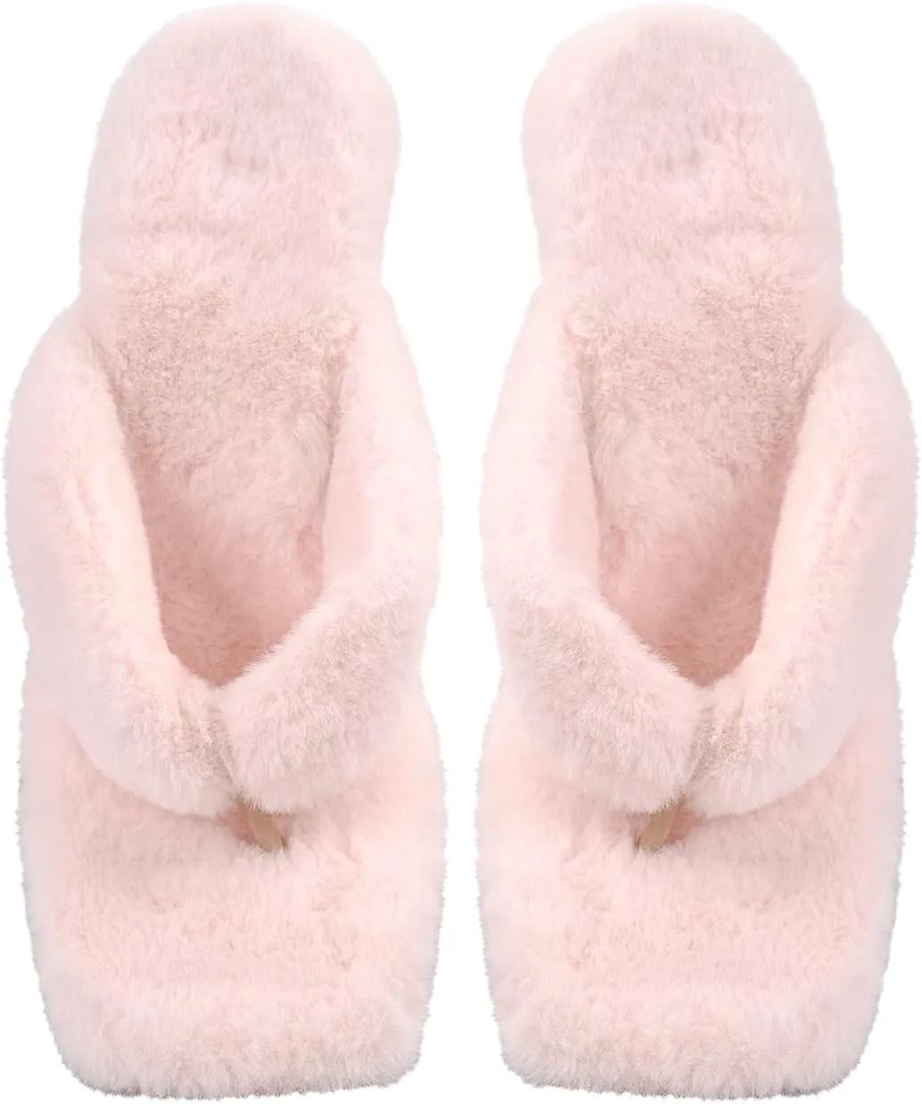 Yolkomo Women's Square Toe Stiletto High Heel Furry Sandals