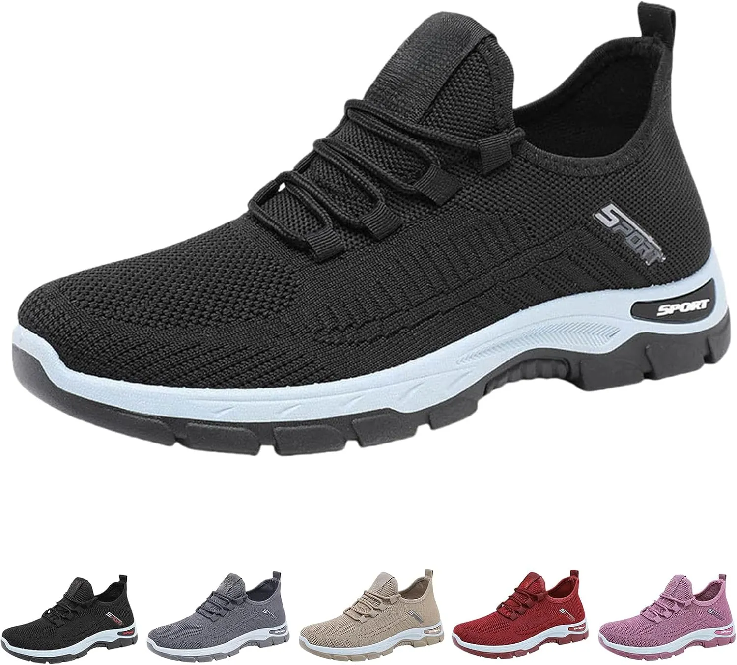 ZWRXW Women's Slip On Walking Shoes Slip-On Orthopedic Shoes Lightweight Breathable Comfortable Fashion Sneakers Non Slip Mesh Up Footwear for Tennis Running Training