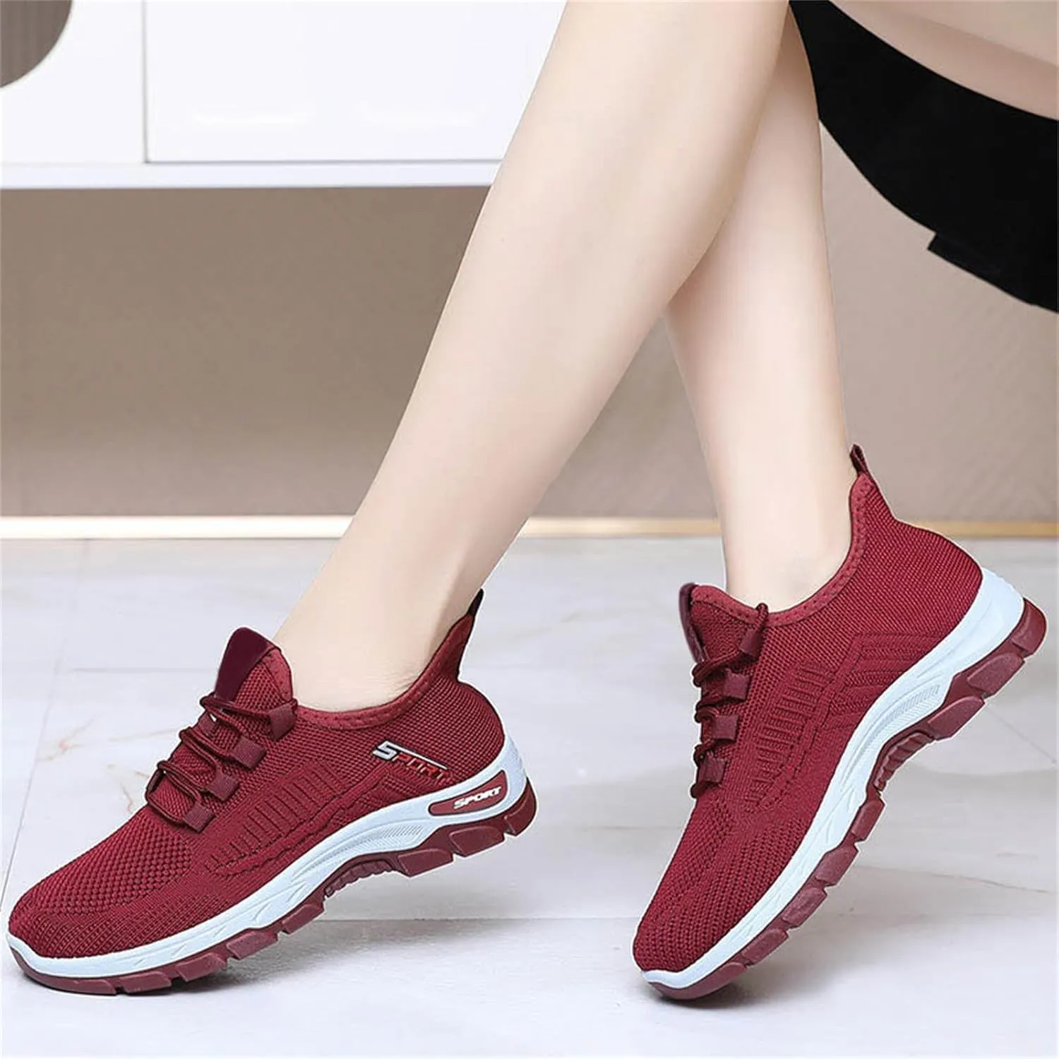 ZWRXW Women's Slip On Walking Shoes Slip-On Orthopedic Shoes Lightweight Breathable Comfortable Fashion Sneakers Non Slip Mesh Up Footwear for Tennis Running Training