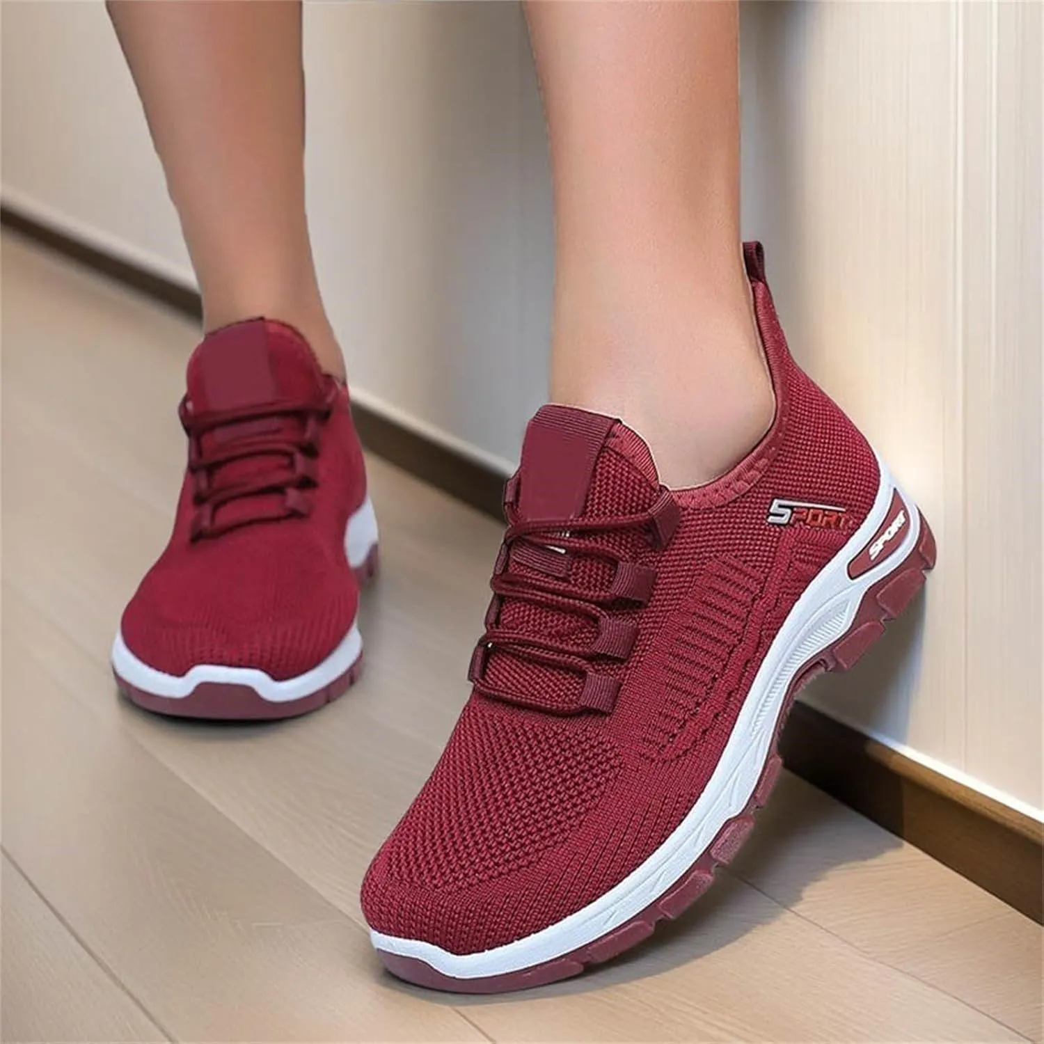 ZWRXW Women's Slip On Walking Shoes Slip-On Orthopedic Shoes Lightweight Breathable Comfortable Fashion Sneakers Non Slip Mesh Up Footwear for Tennis Running Training
